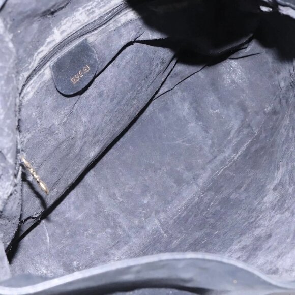 GUCCI Bamboo Shoulder Bag Leather 2way Black Gold - Picture 9 of 16